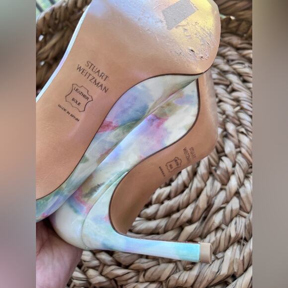 Stuart Weitzman Pastel Watercolor Floral Heel Pumps 4.5 - Picture 5 of 7